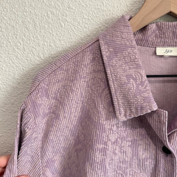 VTG J. Jill Womens XL Corduroy Floral Purple Shacket Gorpcore Pastel Boho - Picture 3 of 8